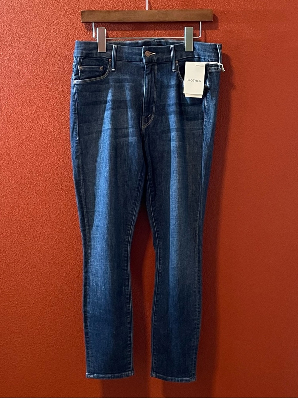 Mother Women’s NWT Looker Crop Switch It Up Blue Wash USA Made Skinny Ankle Jean